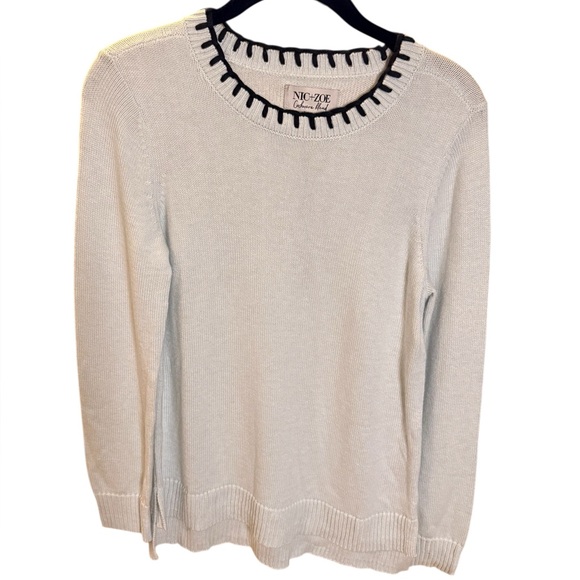 Nic + Zoe Blanket Stitch Cashmere Blend Sweater in Light Blue Size XS - Picture 6 of 13